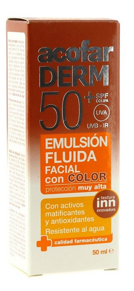 Acofarderm Emulsión Facial Fluida SPF50+ con Color 50 ml