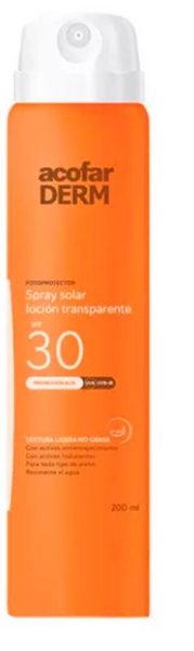 Acofarderm Spray Solar Transparente SPF30 200 ml