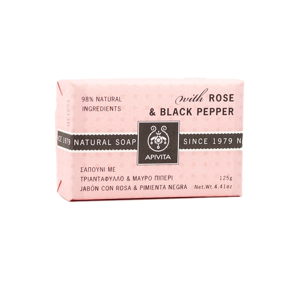 Apivita Natural Care - Jabón Con Rosa y Pimienta Negra