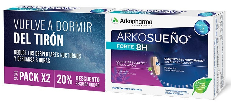 Arkopharma Arkosueno Arkopharmasueño Forte 8H 2x30 Comprimidos Bicapa
