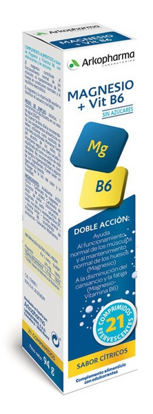 Arkopharma Arkovital Magnesio 375mg + Vitamina B6 21 Comprimidos Efervescentes
