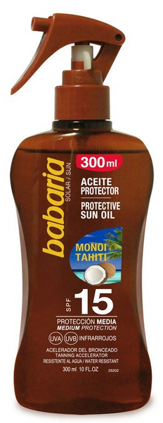 Babaria Aceite Protector Solar SPF15 Monoi Tahití 300 ml