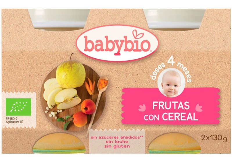 Babybio Tarrito Frutas con Cereales 2 x 130 gr