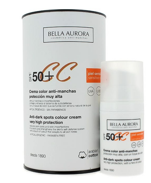 Bella Aurora Crema Color Antimanchas SPF50+ CC Piel Sensible 30 ml