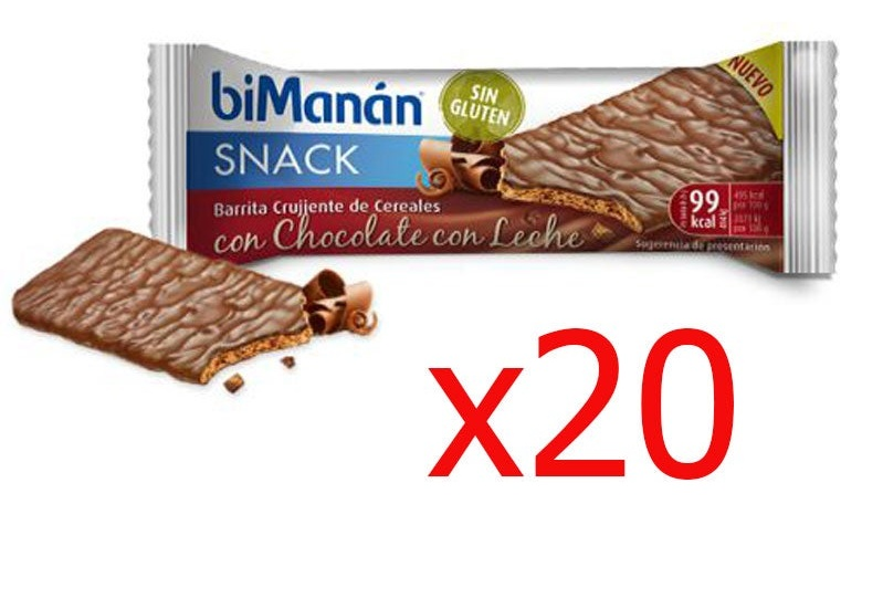 Bimanán Snack Sin Gluten Chocolate con Leche 20 uds