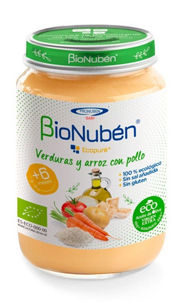 Bionubén Ecopuré Verduras y Arroz con Pollo +6m 250Gr