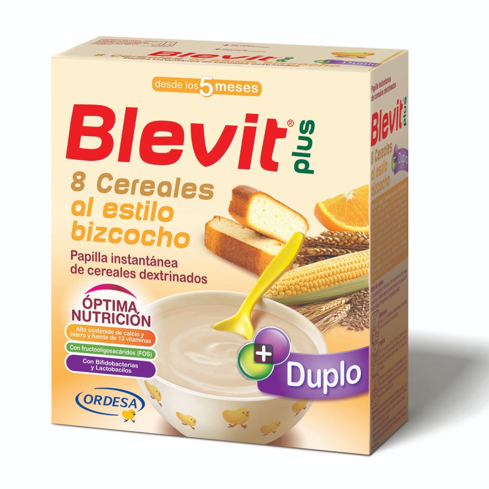 Blevit Plus Duplo 8 Cereales, Bizcocho y Naranja 600 g