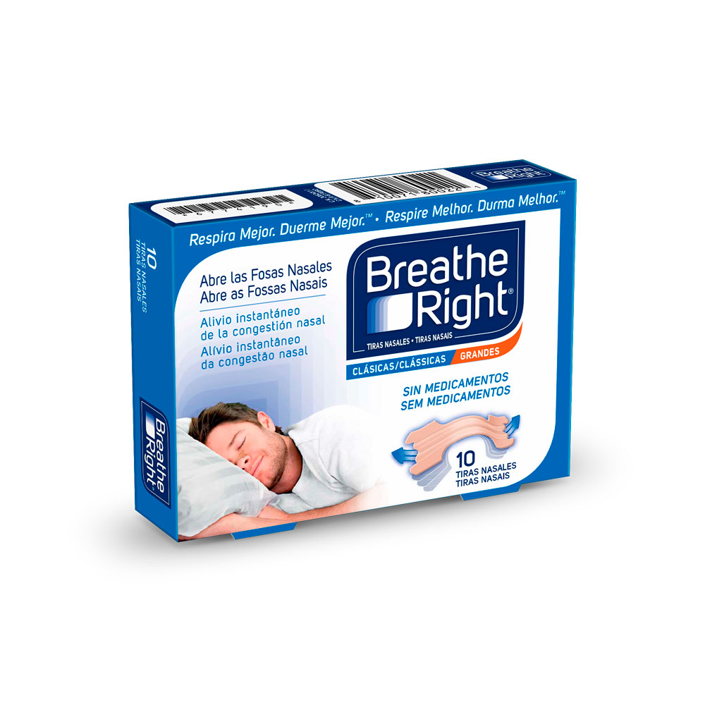 Breathe Right Clásica tira nasal grande 10 unidades