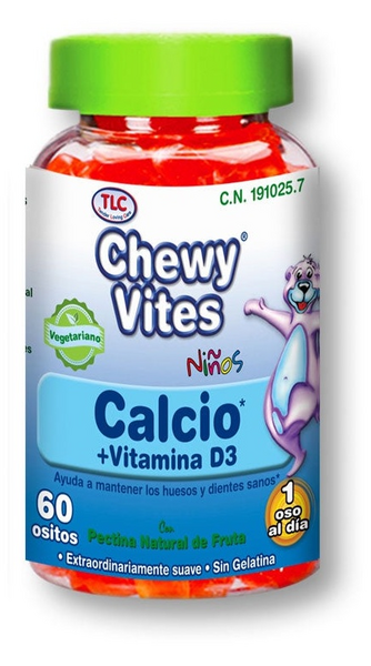 Chewy Vites Calcio y Vitamina D3 Niños TLC 60 Ositos de Goma