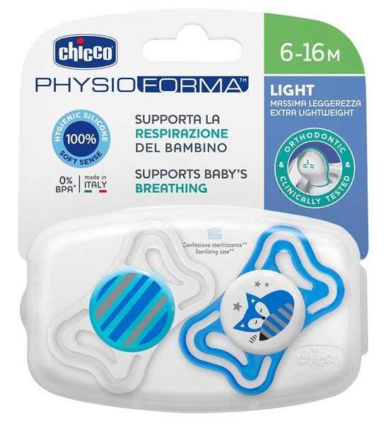 Chicco Chupete Physioforma Light Azul 6-16m 2 Uds