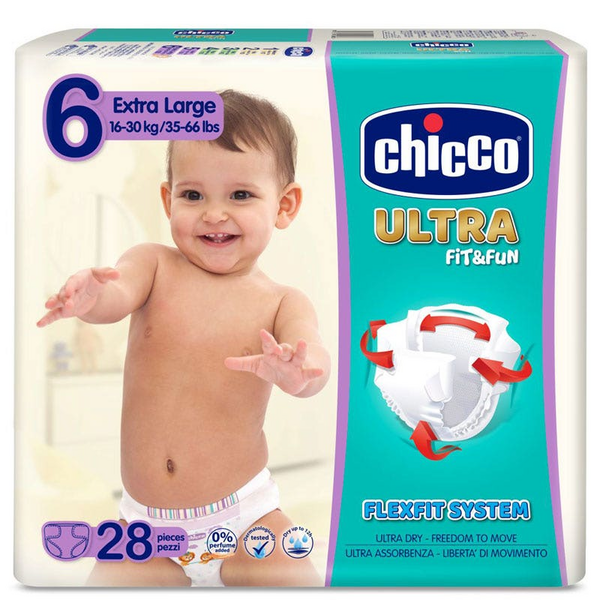 Chicco Pañales Ultra Fit and Fun T6 16-30 Kg 28 Uds