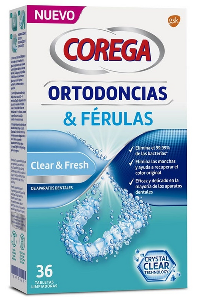 Corega Ortodoncias & Férulas Tabletas Limpiadoras 36 uds