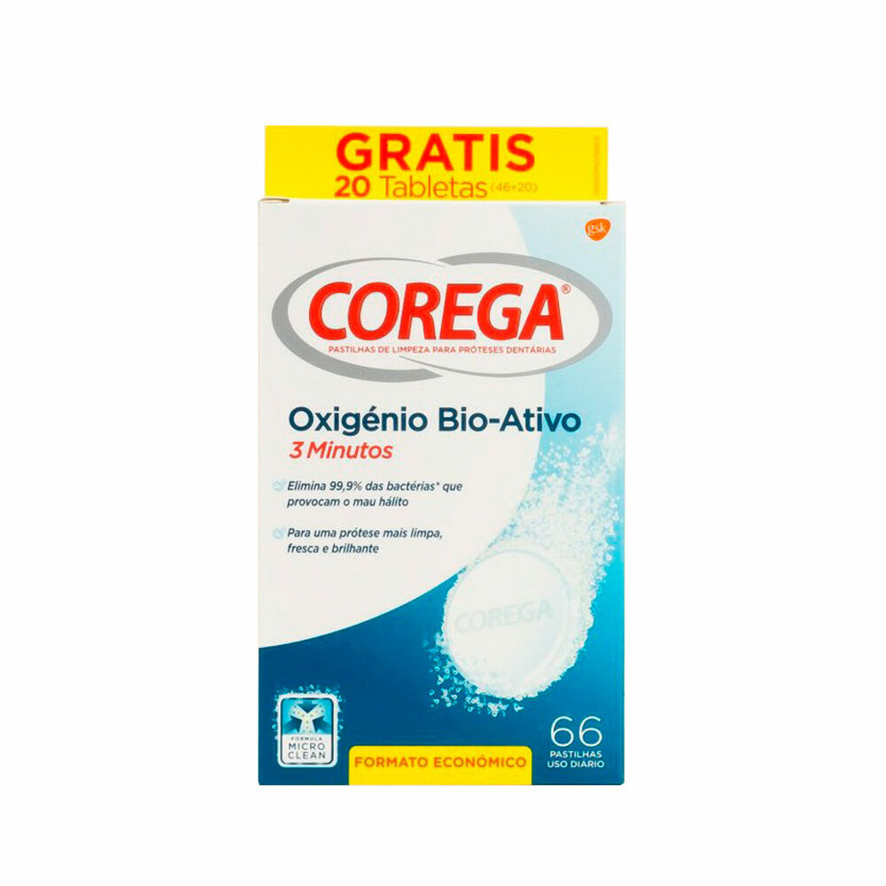 Corega Oxígeno Bio- Activo Tabletas Efervescentes 66 unidades