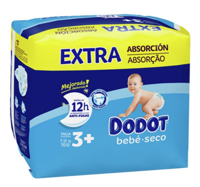 Dodot Bebé Seco Pañal Extra Absorbente T3+ 70 Uds