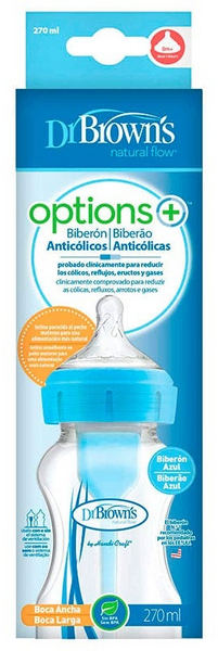 Dr Browns Biberón Boca Ancha Options+ 270ml +0m Azul