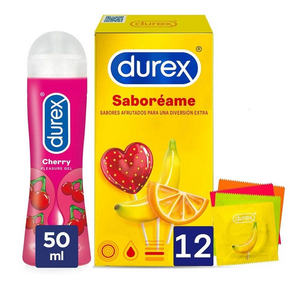 Durex Saboréame Preservativos 12 uds + Lubricante Cereza 50 ml