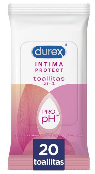 Durex Toallitas Higiene Íntima 2 en 1 Intima Protect 20 Uds