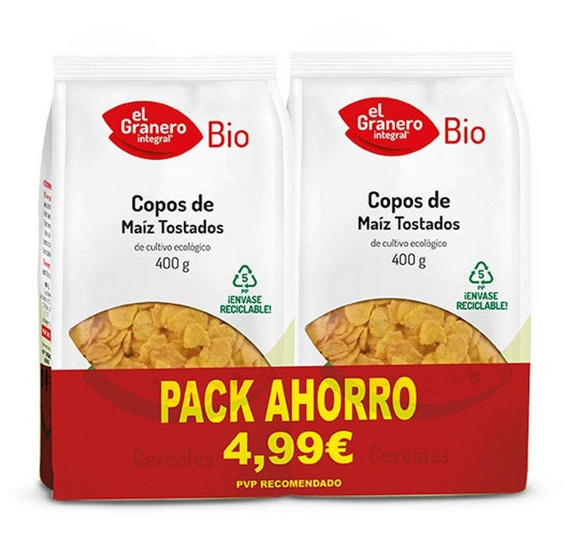 El Granero Integral  Copos de Maiz Tostado Bio 2x400 gr