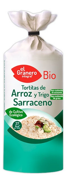 El Granero Integral Tortitas de Arroz y Trigo Sarraceno Sin Gluten BIO 115 gr