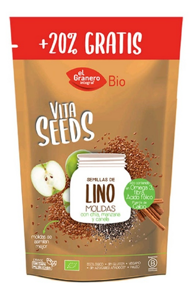 El Granero Integral Vitaseeds Semillas de Lino,Chía, Manzana y Canela BIO 200 gr