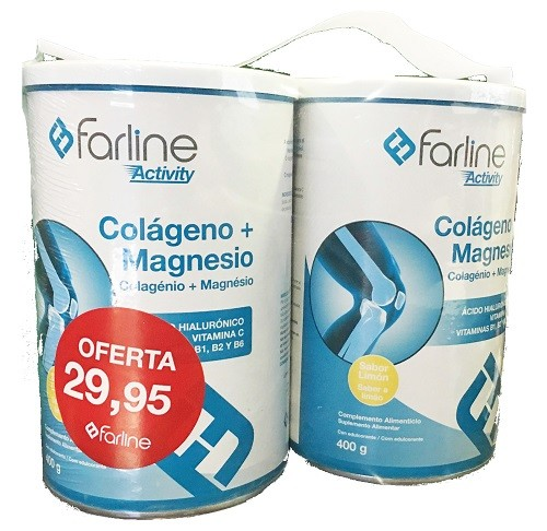 Farline Colágeno + Magnesio + Ac. Hialurónico Sabor Limón 2x400 g