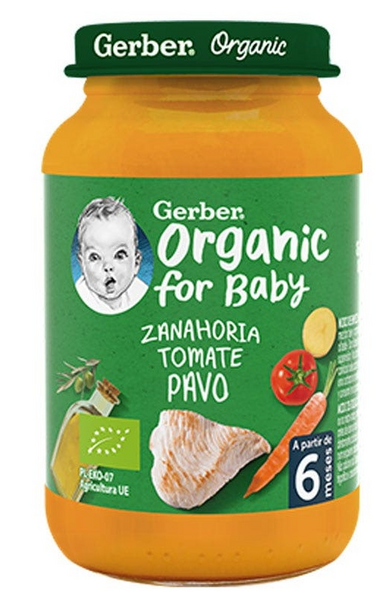 Gerber Organic Zanahoria, Tomate y Pavo +6 m 190 gr