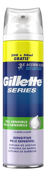 Gillette Espuma Afeitado Pieles Sensibles 200+50 ml GRATIS