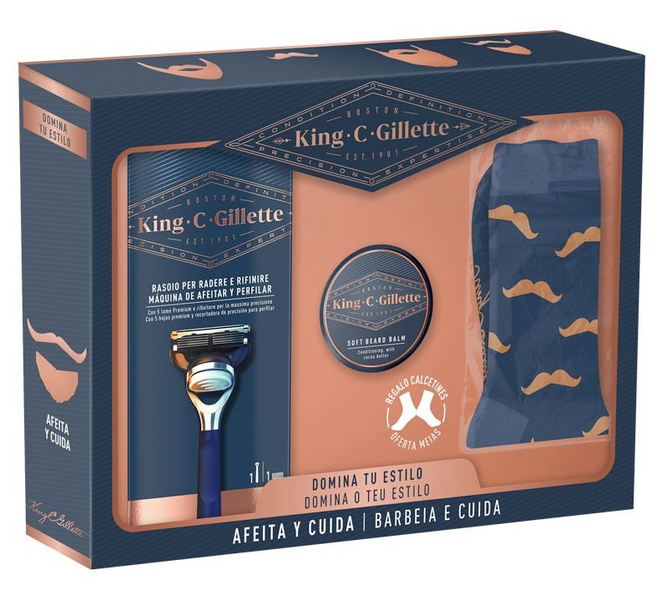 Gillette King C Maquinilla + Bálsamo Barba 100 ml + Calcetines de REGALO