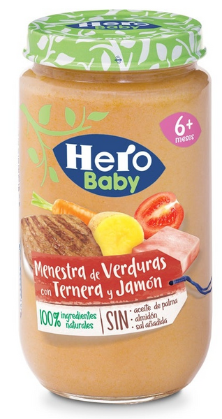 Hero Baby Tarrito de Menestras de Verduras con Ternera y Jamón 235 gr