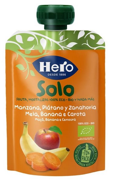 Hero Solo Bolsita Manzana, Plátano y Zanahoria 100 gr