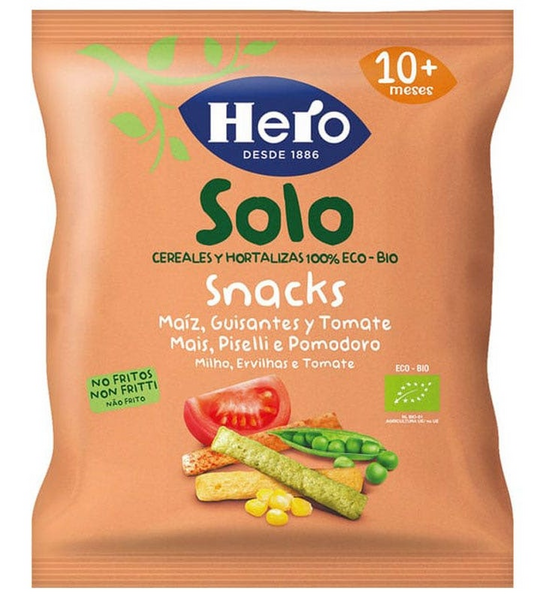 Hero Solo Snacks Maíz, Guisantes y Tomate +10m