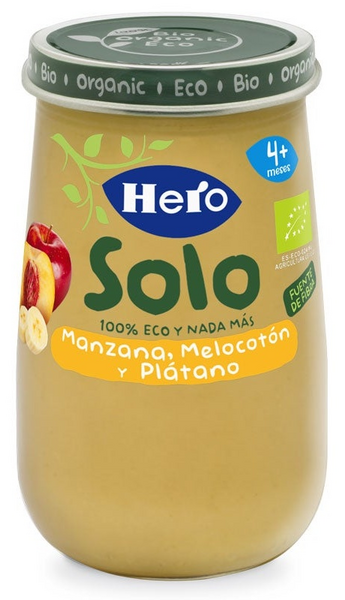 Hero Solo Tarrito Manzana, Melocotón y Plátano +4m 190 gr