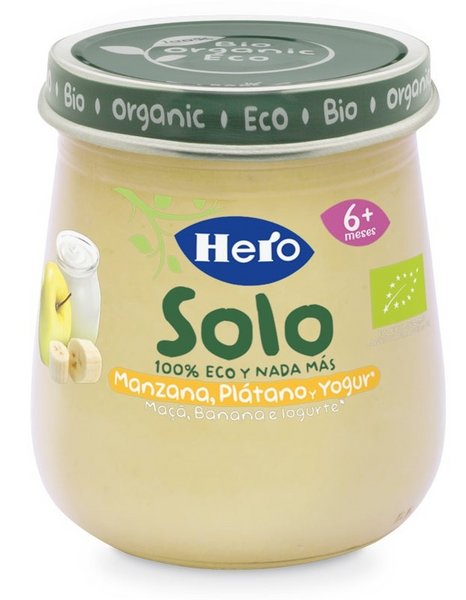 Hero Solo Tarrito de Yogur, Manzana y Plátano 120 gr