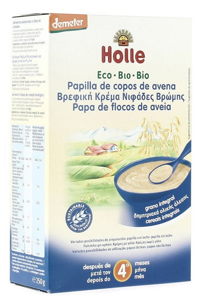 Holle Eco-Bio Papilla Copos de Avena +4m 250 gr
