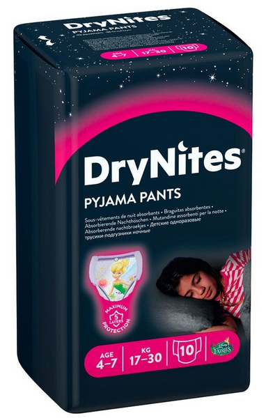 Huggies Pañales DryNites Niña 4-7 años 10 Uds