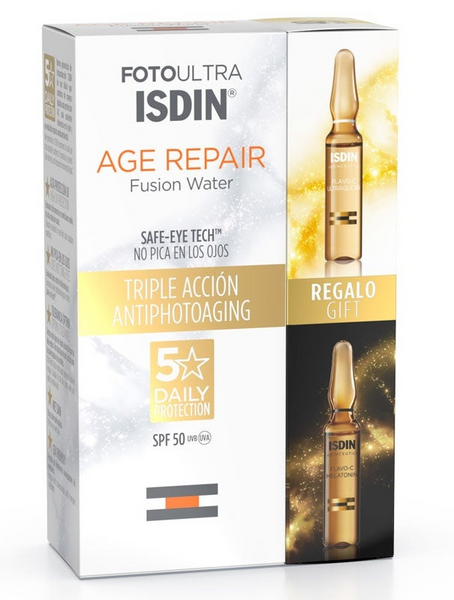 Isdin Fotoprotector Foto Ultra Age Repair Fusion Water SPF50 50 ml + REGALO 2 Ampollas
