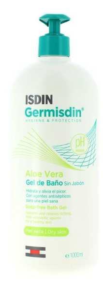 Isdin Germisdin Aloe Vera Higiene Corporal, Gel de Baño con Agentes Antisépticos 1 L