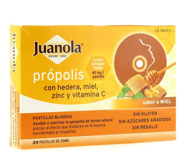 Juanola Própolis Sabor Miel + Hiedra 24 Pastillas
