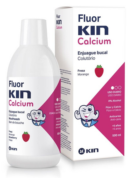 Kin Fluorkin Enjuague Bucal Calcium Sabor Fresa 500 ml
