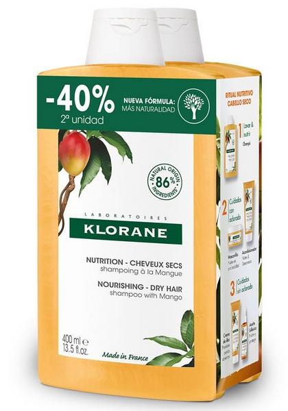Klorane Champú Nutritivo Mango 2x400 ml