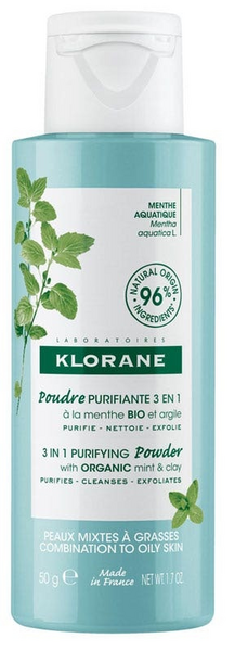 Klorane Polvo Purificante 3 en 1 Menta Acuática Bio 50 gr