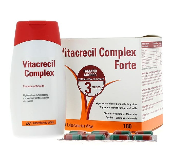 Laboratorios Viñas Vitacrecil Complex Forte 180 Capsulas + Champú Anticaída 300 ml