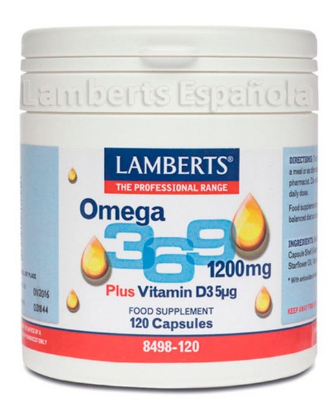 Lamberts Omega 3,6,9 1200mg más Vitamina D3 5µg 120 Comprimidos