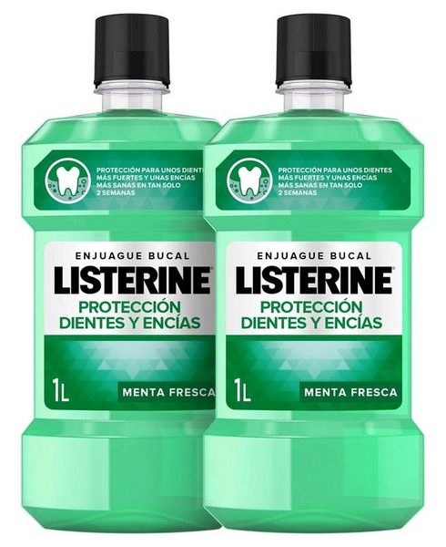 Listerine Protección Dientes y Encías Enjuague Bucal Menta Fresca 2x1 Litro