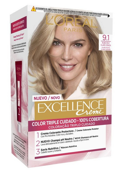 L'Oréal Excellence Creme Tinte Tono 9.1 Rubio Muy Claro Ceniza