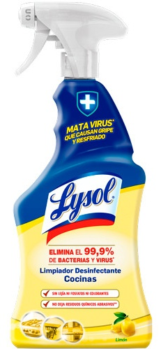 Lysol Limpiador Desinfectante Cocina Frescor Limón Spray 1000 ml