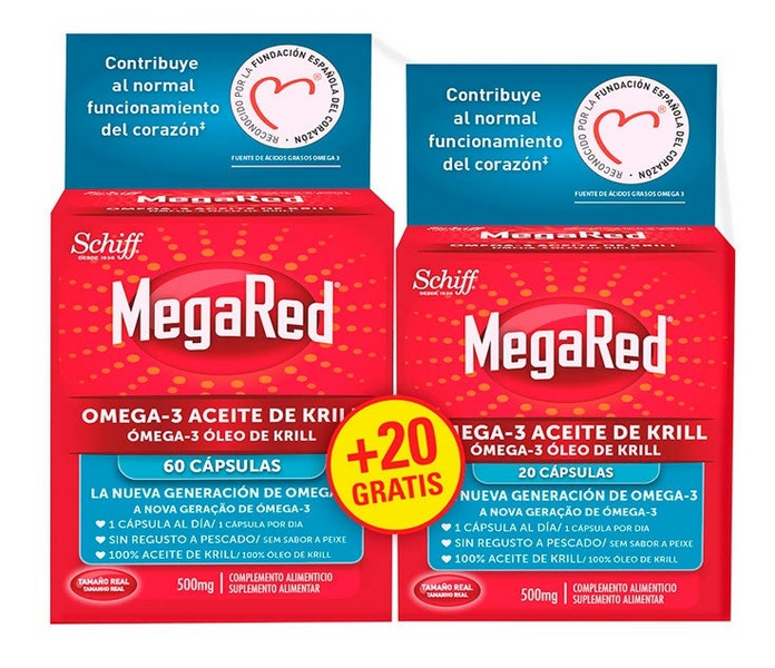 MegaRed Omega 3 Aceite de Krill 60 Cápsulas + 20 Gratis