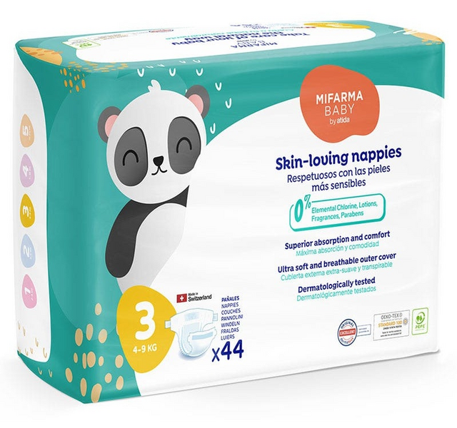 MIFARMA BABY PAÑALES T3 4-9KG 44 UDS