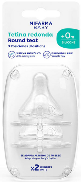 Mifarma Baby Tetina Silicona Flujo Adaptable 3 Posiciones 2 uds