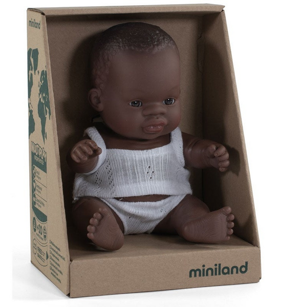 Miniland Muñeco Baby Africano Niña 21cm